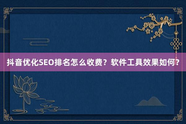 抖音优化SEO排名怎么收费？软件工具效果如何？