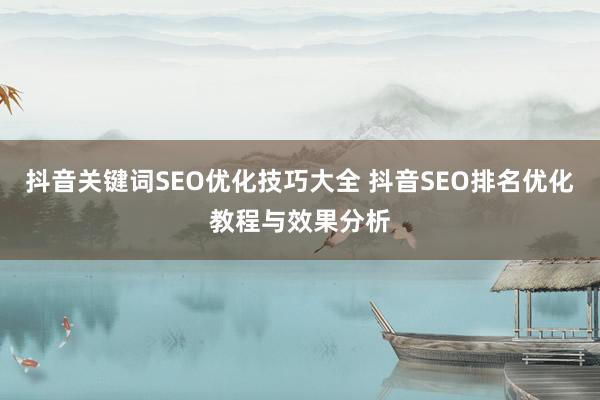 抖音关键词SEO优化技巧大全 抖音SEO排名优化教程与效果分析