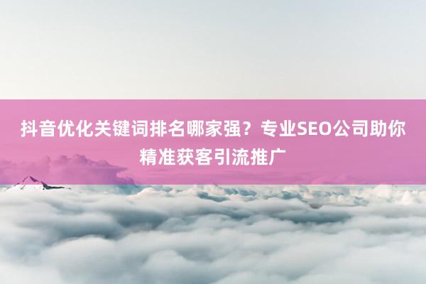 抖音优化关键词排名哪家强？专业SEO公司助你精准获客引流推广