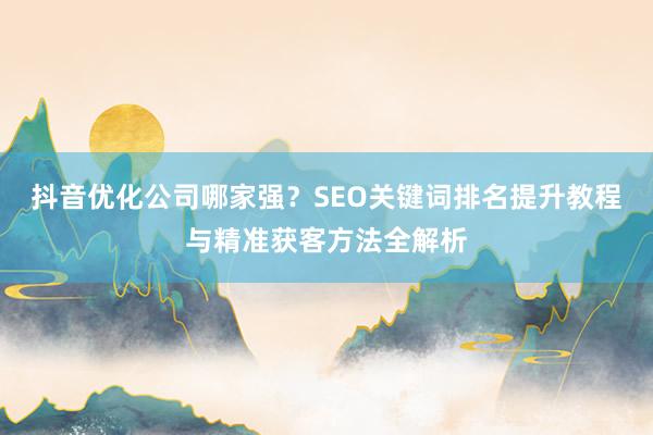 抖音优化公司哪家强？SEO关键词排名提升教程与精准获客方法全解析