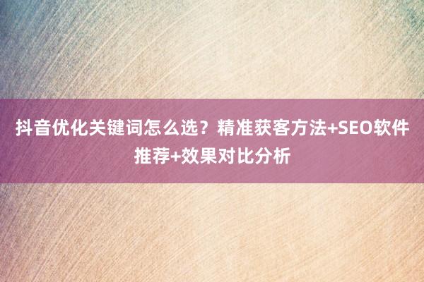 抖音优化关键词怎么选？精准获客方法+SEO软件推荐+效果对比分析