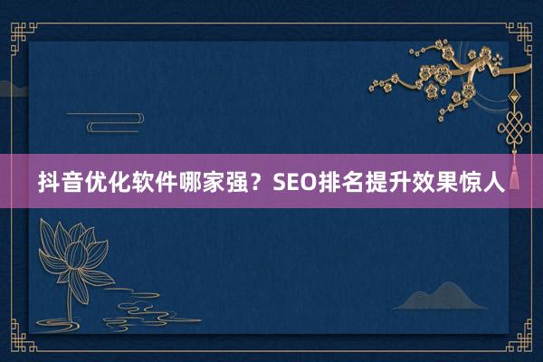 抖音优化软件哪家强？SEO排名提升效果惊人