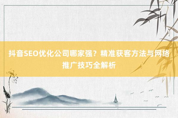 抖音SEO优化公司哪家强？精准获客方法与网络推广技巧全解析