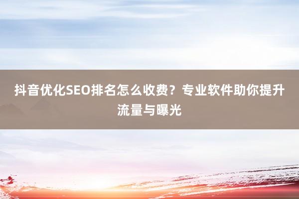 抖音优化SEO排名怎么收费？专业软件助你提升流量与曝光
