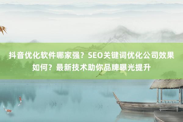 抖音优化软件哪家强？SEO关键词优化公司效果如何？最新技术助你品牌曝光提升