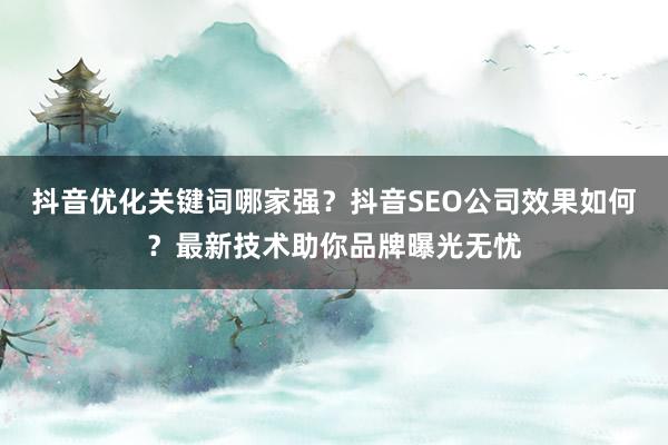 抖音优化关键词哪家强？抖音SEO公司效果如何？最新技术助你品牌曝光无忧