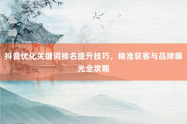 抖音优化关键词排名提升技巧，精准获客与品牌曝光全攻略