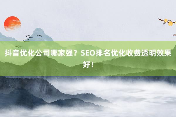 抖音优化公司哪家强？SEO排名优化收费透明效果好！