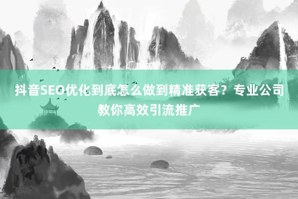 抖音SEO优化到底怎么做到精准获客？专业公司教你高效引流推广