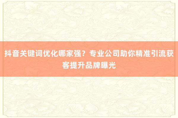抖音关键词优化哪家强？专业公司助你精准引流获客提升品牌曝光