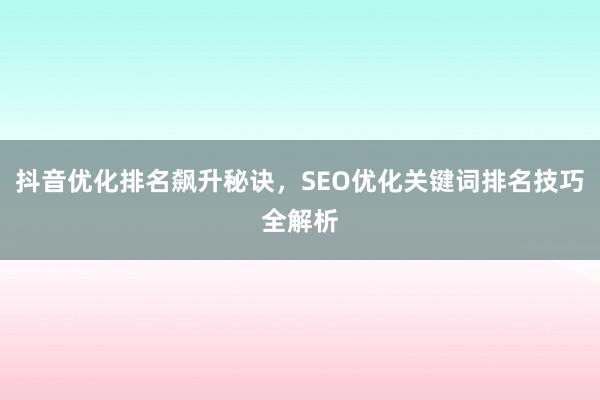 抖音优化排名飙升秘诀，SEO优化关键词排名技巧全解析
