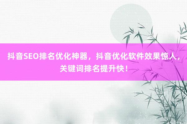 抖音SEO排名优化神器，抖音优化软件效果惊人，关键词排名提升快！
