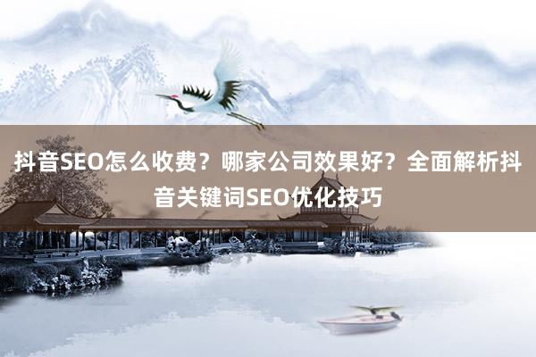 抖音SEO怎么收费?哪家公司效果好?全面解析抖音关键词SEO优化技巧