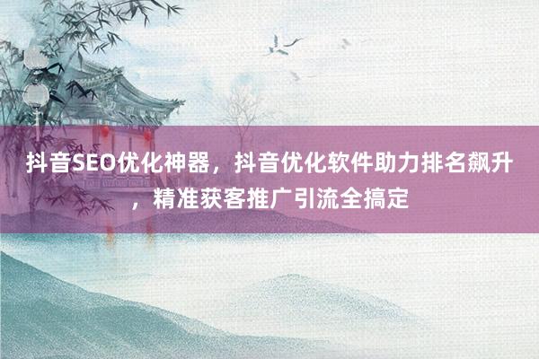 抖音SEO优化神器，抖音优化软件助力排名飙升，精准获客推广引流全搞定