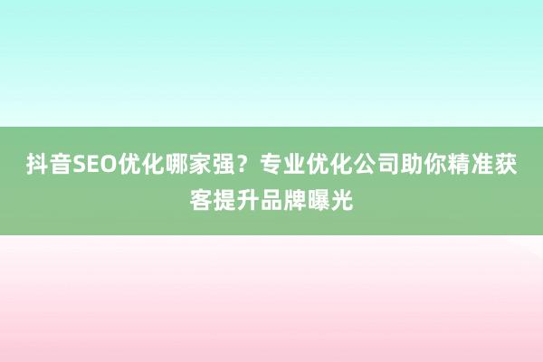 抖音SEO优化哪家强？专业优化公司助你精准获客提升品牌曝光