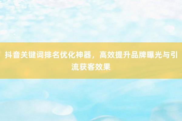 抖音关键词排名优化神器，高效提升品牌曝光与引流获客效果