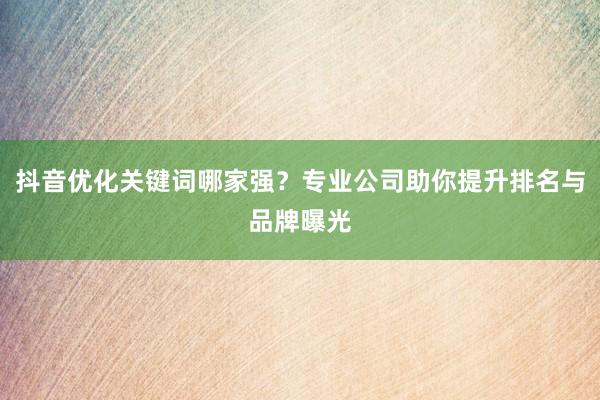 抖音优化关键词哪家强?专业公司助你提升排名与品牌曝光