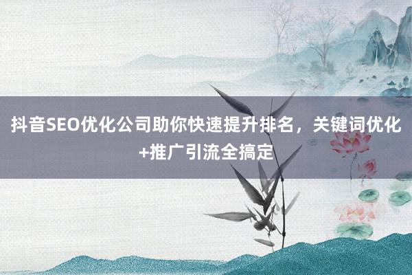 抖音SEO优化公司助你快速提升排名，关键词优化+推广引流全搞定