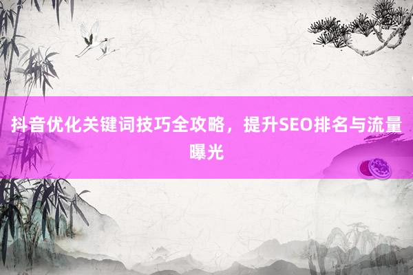抖音优化关键词技巧全攻略，提升SEO排名与流量曝光