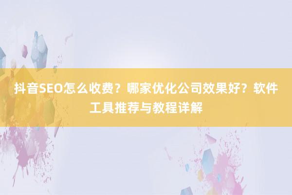 抖音SEO怎么收费？哪家优化公司效果好？软件工具推荐与教程详解