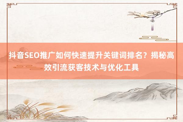 抖音SEO推广如何快速提升关键词排名？揭秘高效引流获客技术与优化工具