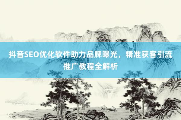 抖音SEO优化软件助力品牌曝光，精准获客引流推广教程全解析