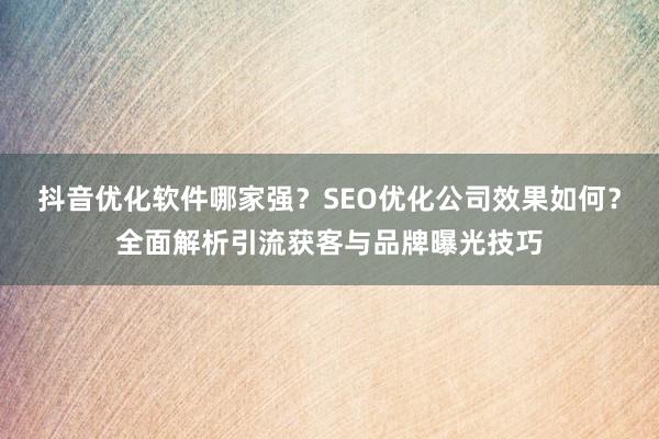抖音优化软件哪家强？SEO优化公司效果如何？全面解析引流获客与品牌曝光技巧