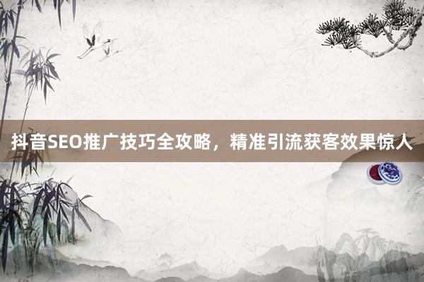 抖音SEO推广技巧全攻略，精准引流获客效果惊人