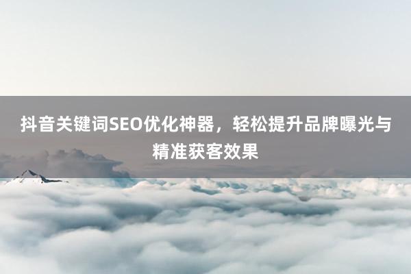 抖音关键词SEO优化神器，轻松提升品牌曝光与精准获客效果