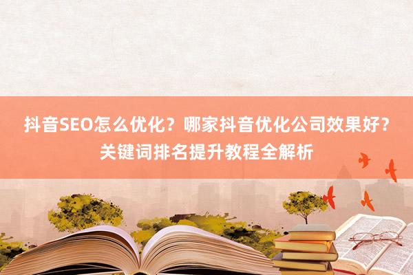 抖音SEO怎么优化？哪家抖音优化公司效果好？关键词排名提升教程全解析