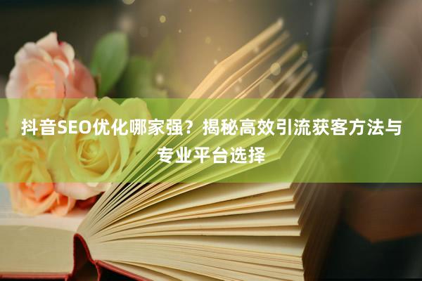 抖音SEO优化哪家强？揭秘高效引流获客方法与专业平台选择