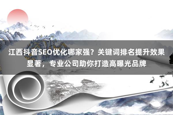 江西抖音SEO优化哪家强？关键词排名提升效果显著，专业公司助你打造高曝光品牌