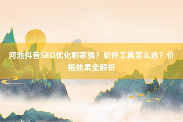 河池抖音SEO优化哪家强？软件工具怎么选？价格效果全解析