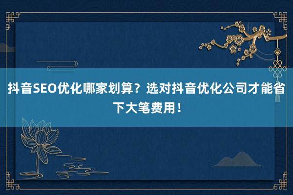 抖音SEO优化哪家划算？选对抖音优化公司才能省下大笔费用！