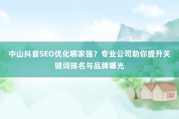 中山抖音SEO优化哪家强？专业公司助你提升关键词排名与品牌曝光