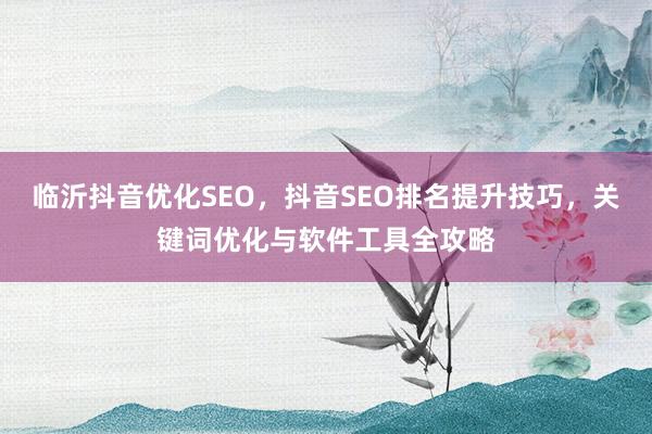 临沂抖音优化SEO，抖音SEO排名提升技巧，关键词优化与软件工具全攻略