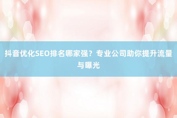 抖音优化SEO排名哪家强？专业公司助你提升流量与曝光
