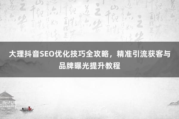 大理抖音SEO优化技巧全攻略，精准引流获客与品牌曝光提升教程