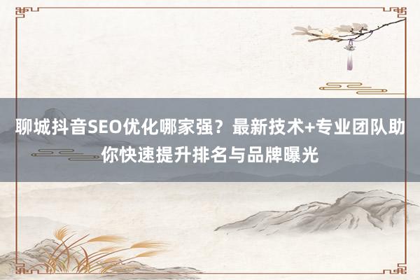 聊城抖音SEO优化哪家强？最新技术+专业团队助你快速提升排名与品牌曝光
