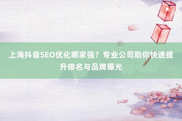 上海抖音SEO优化哪家强？专业公司助你快速提升排名与品牌曝光