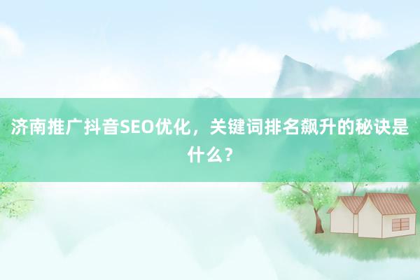 济南推广抖音SEO优化，关键词排名飙升的秘诀是什么？