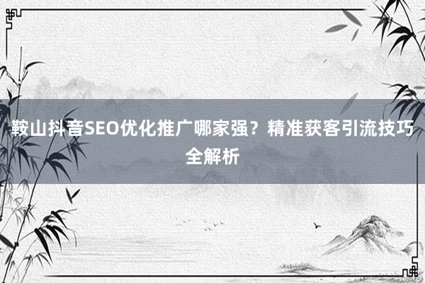 鞍山抖音SEO优化推广哪家强？精准获客引流技巧全解析