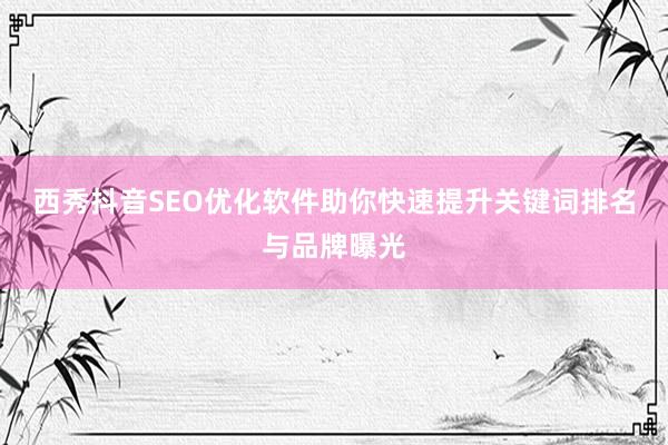 西秀抖音SEO优化软件助你快速提升关键词排名与品牌曝光