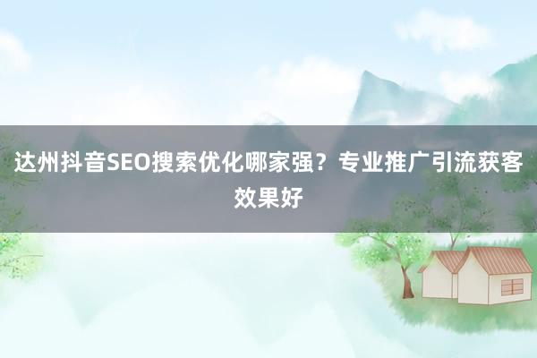 达州抖音SEO搜索优化哪家强？专业推广引流获客效果好