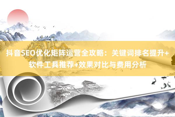 抖音SEO优化矩阵运营全攻略：关键词排名提升+软件工具推荐+效果对比与费用分析
