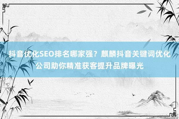 抖音优化SEO排名哪家强？麒麟抖音关键词优化公司助你精准获客提升品牌曝光