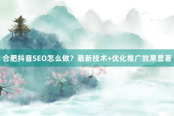 合肥抖音SEO怎么做？最新技术+优化推广效果显著