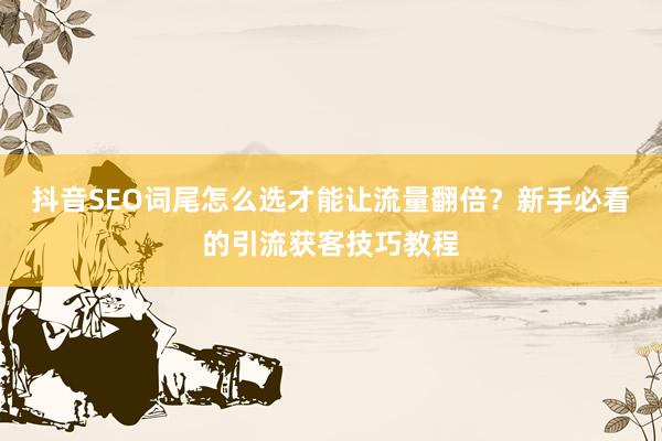 抖音SEO词尾怎么选才能让流量翻倍?新手必看的引流获客技巧教程