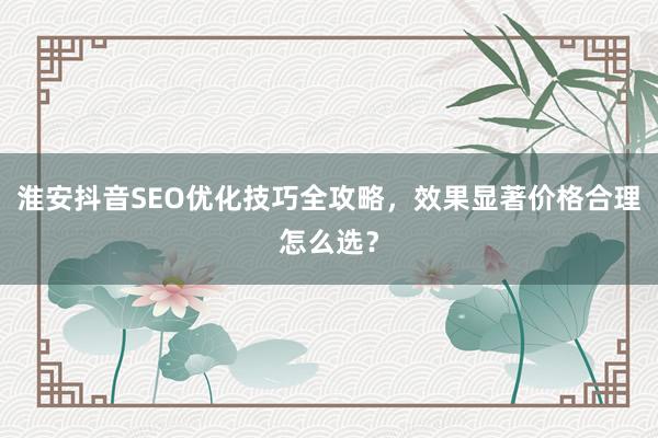 淮安抖音SEO优化技巧全攻略,效果显著价格合理怎么选?