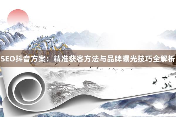 SEO抖音方案：精准获客方法与品牌曝光技巧全解析